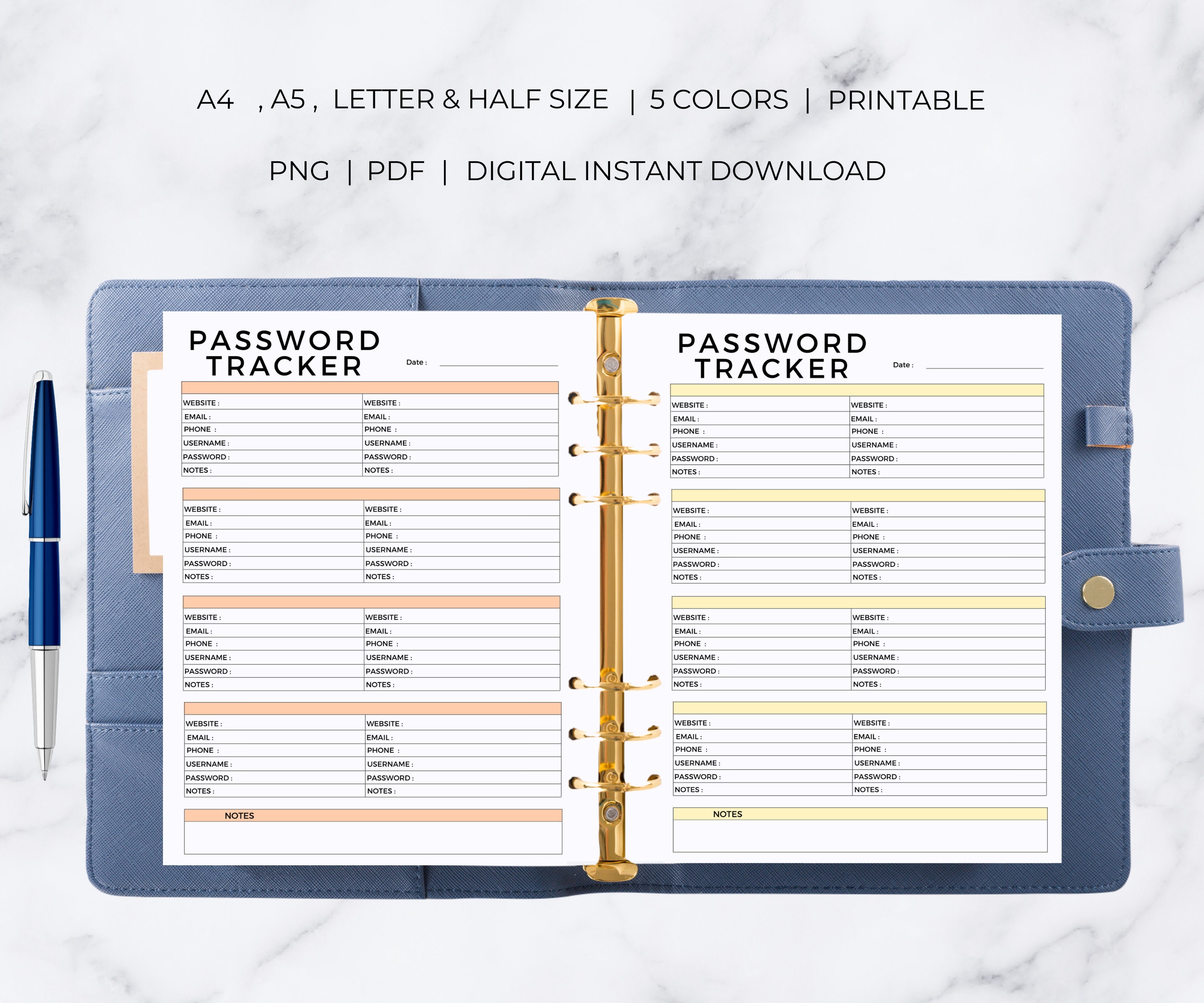 国内発送 Printable Password | Book Password | Tracker Password ノート