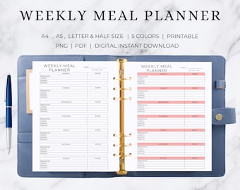 Weekly Meal Planner | Weekly Meal Planner Printable | Weekly Meal Planner Editable | Weekly Meal Plan Printable | Weekly Meal Plan Template