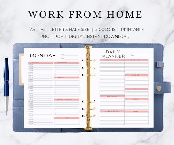 Work From Home Planner | Work From Home Planner Printable | Work From Home Digital Planner