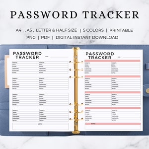 Printable Password Tracker  | Password Book | Password Tracker | Password Tracker Printable | Password Log | Password Template