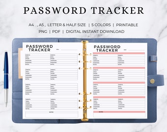 Printable Password Tracker  | Password Book | Password Tracker | Password Tracker Printable | Password Log | Password Template
