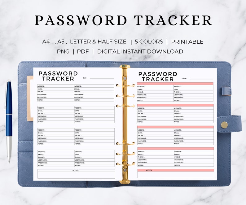 Printable Password Tracker Password Book Password Tracker Password Tracker Printable Password Log Password Template image 1