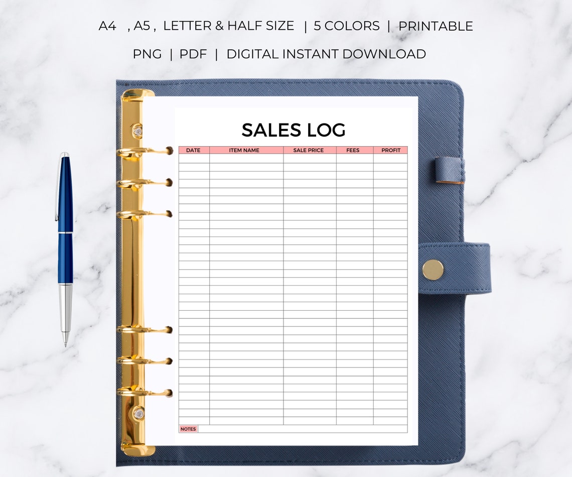Sales Log Printable | Sales Tracker | Orders Log | Sales Planner | Sale ...