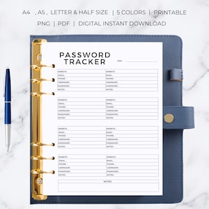 Printable Password Tracker Password Book Password Tracker Password Tracker Printable Password Log Password Template image 6