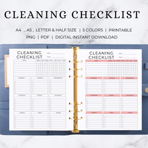 Cleaning Schedule | Cleaning Planner Printable | Cleaning Checklist | House Chores | Cleaning Template   |  Cleaning Planner