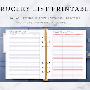 Grocery List | Grocery List Notepad | Grocery List Printable | Grocery List  Journal | Grocery List Template | Grocery List Editable