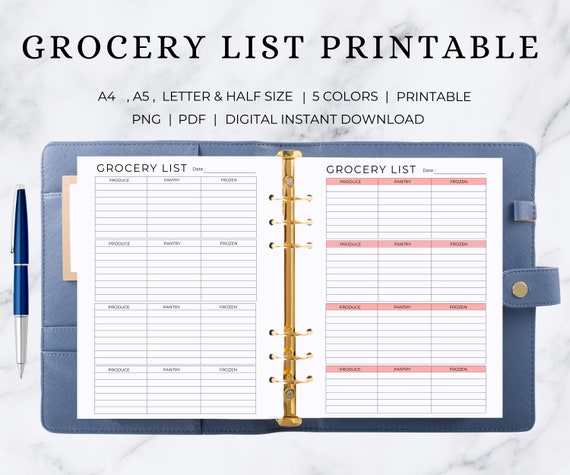 Grocery List | Grocery Planner | Grocery Tracker | Grocery Printable | Grocery Template | Grocery Form | Grocery Checklist