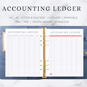 Accounting Ledger Printable | Accounting Ledger Interior | Accounting Ledger Book | Budget Inserts | Accounting Book | Accounting Ledger