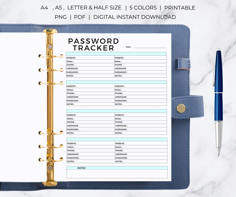 Printable Password Tracker Password Book Password Tracker Password Tracker Printable Password Log Password Template image 3