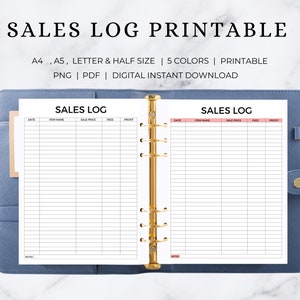 Sales Log Printable | Sales Tracker |  Orders Log | Sales Planner | Sale Template | Website Sales | Business Sales
