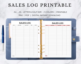 Sales Log Printable | Umsatz Tracker | Bestell-Log | Verkaufsplaner | Sale Template | Website-Verkauf | Geschäftlicher Verkauf