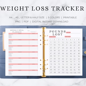 Gewichtsverlies-tracker | Gewichtsverlies dagboek | Afslankschema | Afslankplanner | Gewichtsverlies tracker afdrukbaar | Afdrukbaar gewichtsverlies