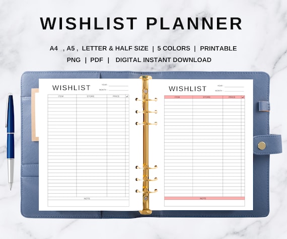 Wishlist Template | Wishlist Planner | Wishlist Printable | Wishlist Digital | Wishlist Tracker