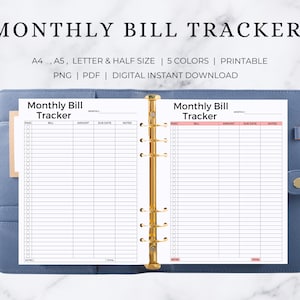 Monthly Bill Tracker  | Monthly Bill Printable | Monthly Bill Planner | Monthly Bill Template | Monthly Bill Payment Tracker