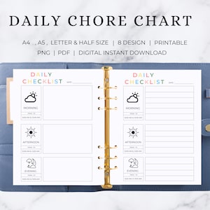 Daily Chore Chart For Kids | Daily Schedule | Daily Routine | Daily Planner | Daily Journal | Daily Chore Chart | Daily Chore Checklist