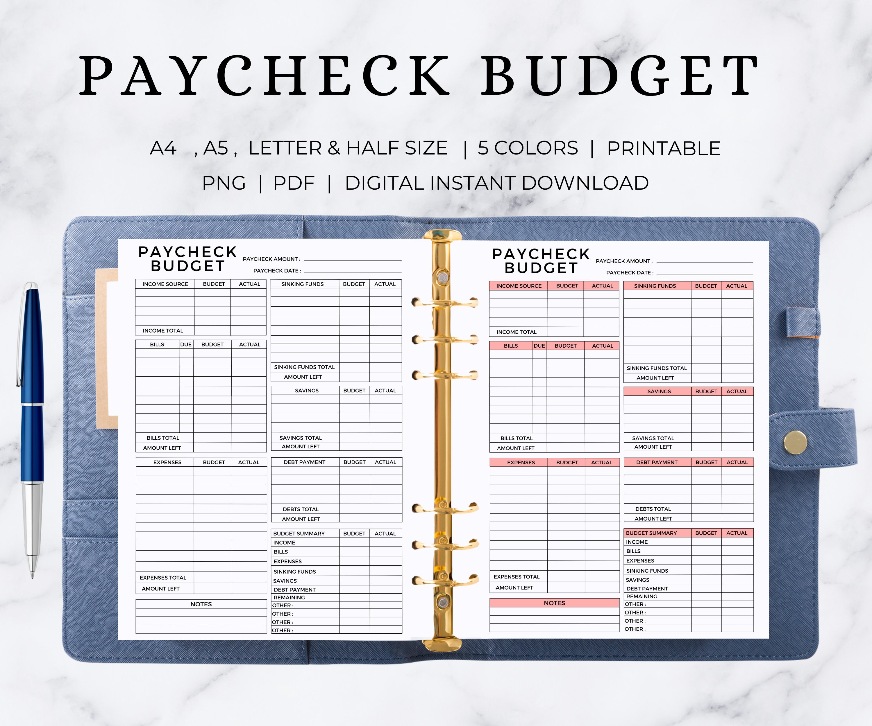 Paycheck Budget Pdf - Etsy
