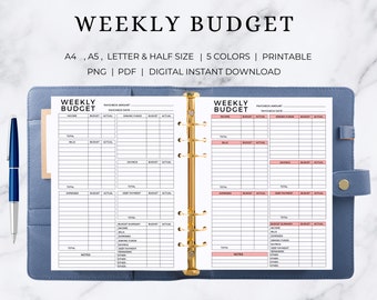 Wochenbudget | Wöchentliche Budgetvorlage | Wöchentlicher Budgetplaner digital | Wöchentlicher Budgetplaner | Wöchentliches Budget digital