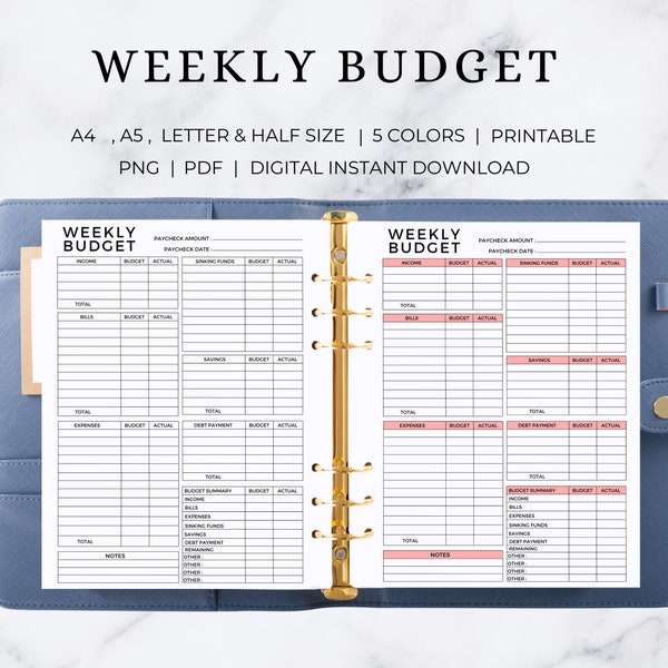 Weekly Budget  | Weekly Budget Template | Weekly Budget Planner Digital |  Weekly Budget Planner  | Weekly Budget Digital