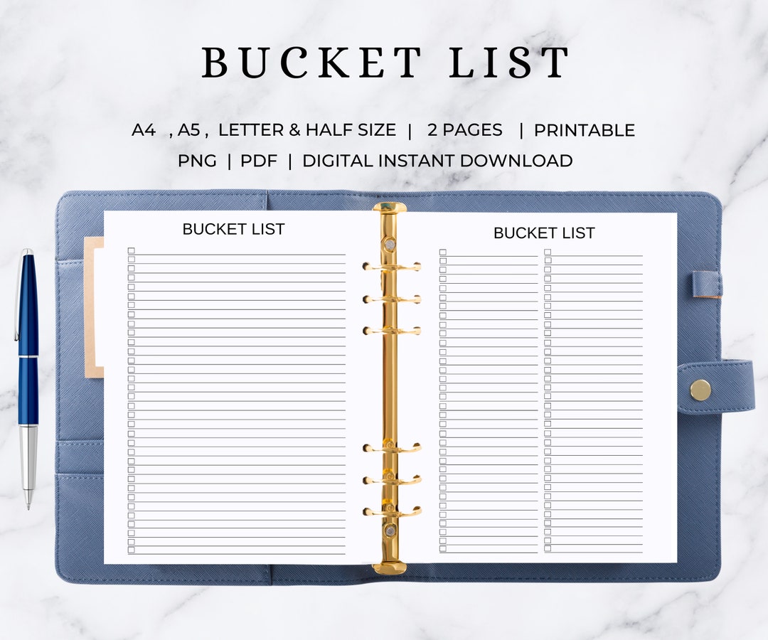 Bucket List Printable Bucket List Planner Goals Planner Bucket List