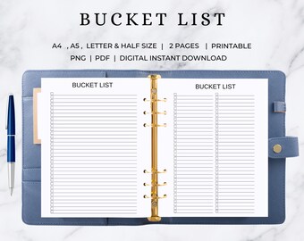 Bucket List Planner | Bucket List Tracker | Bucket List Printable | Bucket List Template | Bucket List Form | Bucket List Checklist | Bucket