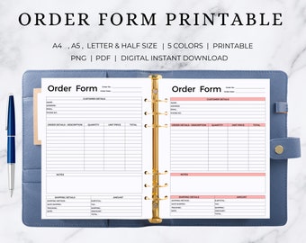 Formulario de pedido imprimible / Plantilla de orden de compra / Plantilla de formulario de orden de compra / Formulario de orden de compra / Formulario de pedido / Formulario de pedido editable