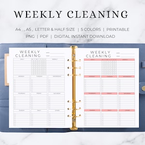 Weekly Cleaning Printable | Weekly Cleaning Schedule | Weekly Cleaning Planner | Weekly Cleaning Checklist | Weekly Cleaning Chart