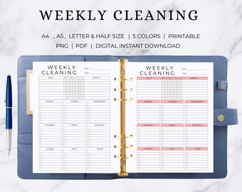 Weekly Cleaning Printable | Weekly Cleaning Schedule | Weekly Cleaning Planner | Weekly Cleaning Checklist | Weekly Cleaning Chart