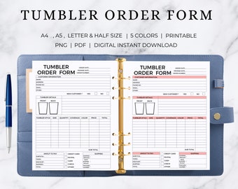 Tumbler Order Form Printable | Tumbler Order Form Template Editable | Tumbler Order Form Template | Tumbler Order Form Editable