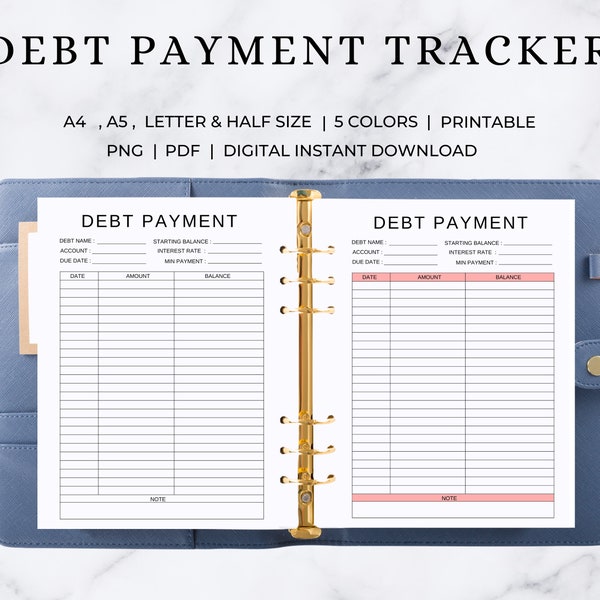 Zahlungs-Tracker zum Ausdrucken | Geld Planer | Debt Zahlung Tracker | Zahlungsplan | Schuld Zahlung