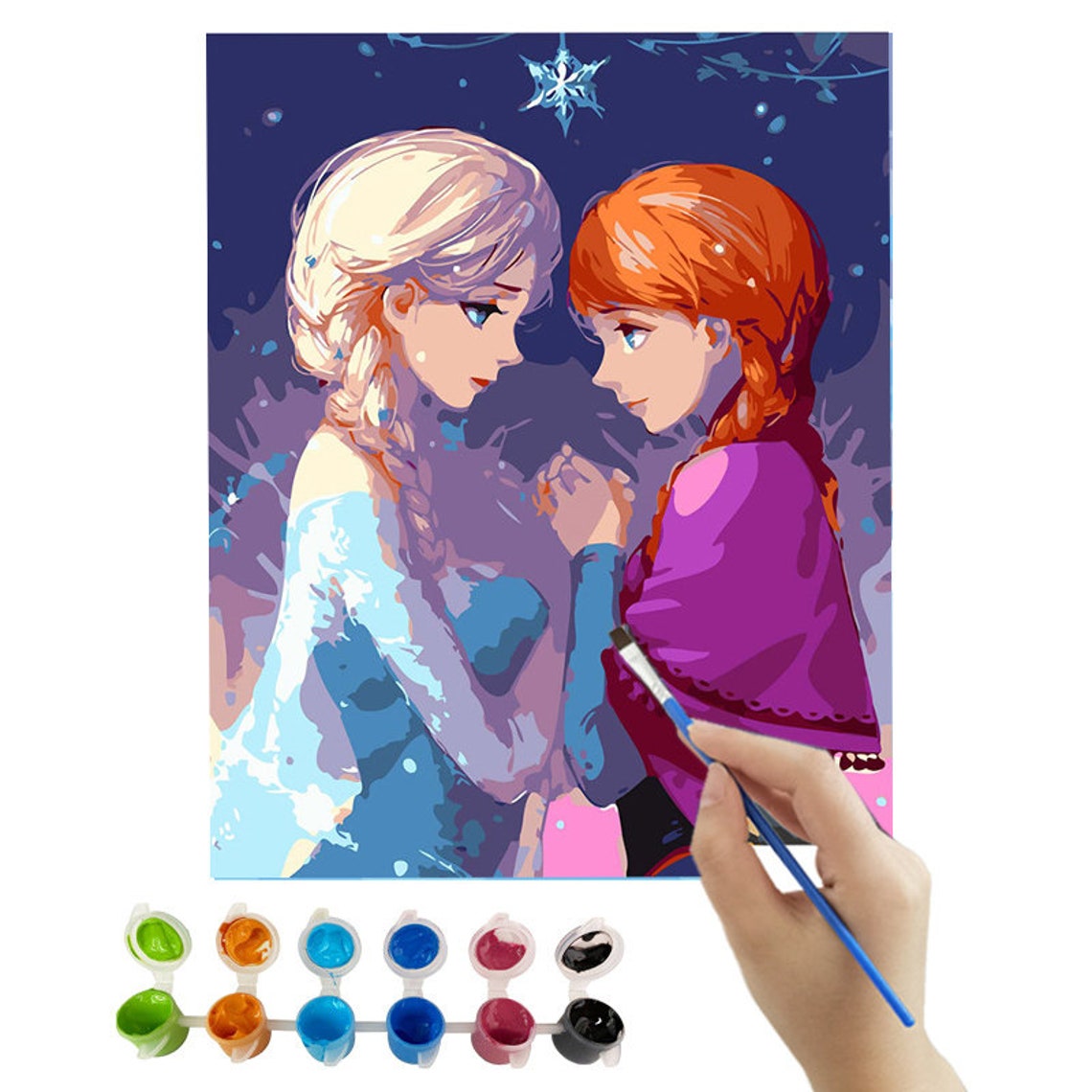 PAINT by NUMBER Kit Kids Princess Elsa and Anna Easy DIY | Etsy