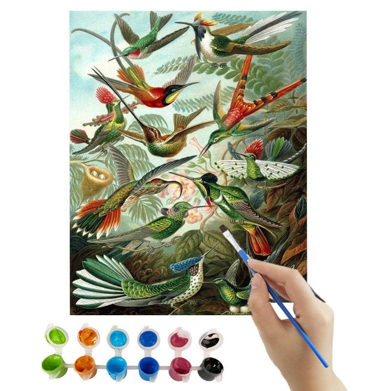 20X16 HummingbirdsDIY Paint by Number Kit Acrylic Painting Etsy
