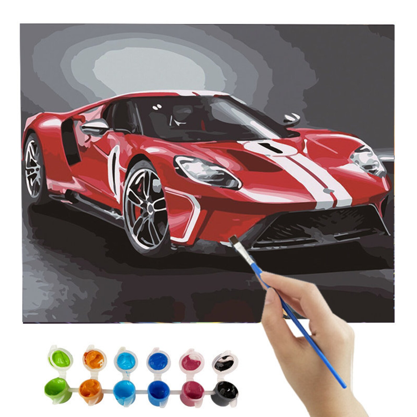 Red Car Paint by Number kit Home Decoration Color by Number Etsy