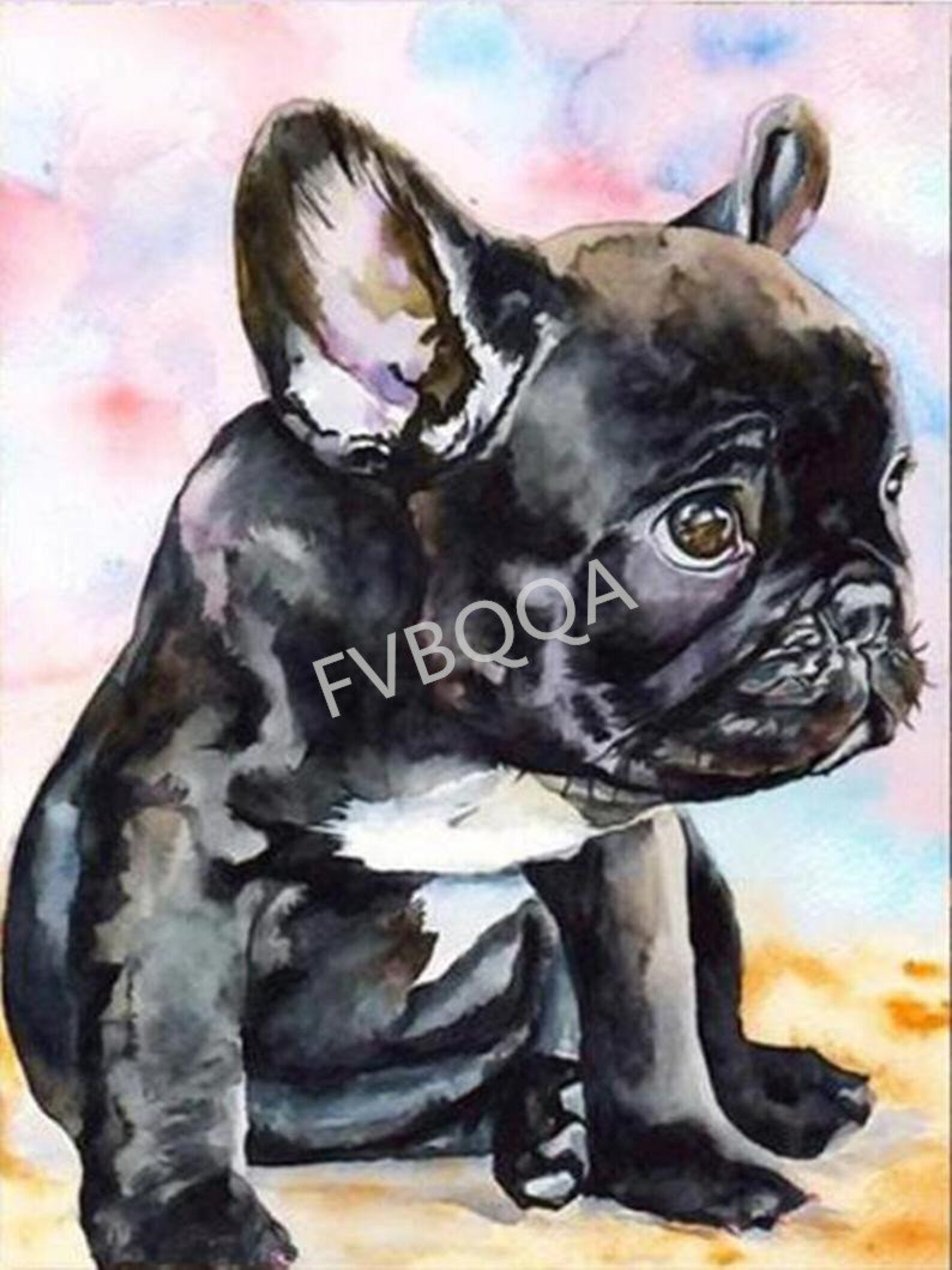 Full Diamond Painting French Bulldog Diy Round Diamond Etsy