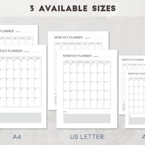 Monthly Blank Planner Printable, Two Pages Blank Monthly Calendar Printable, Undated Planner ...