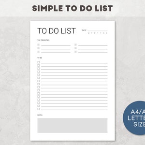 To Do List Printable, To Do Printable Planner, To Do List Printable Template, Simple To Do List Printable, Task List Printable, A4/A5/Letter