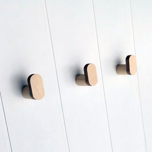 Minimalist Birch Wall Hooks — Modern Coat Rack for Hats, Bags, Towels & Clothes, Entryway and Bathroom Storage