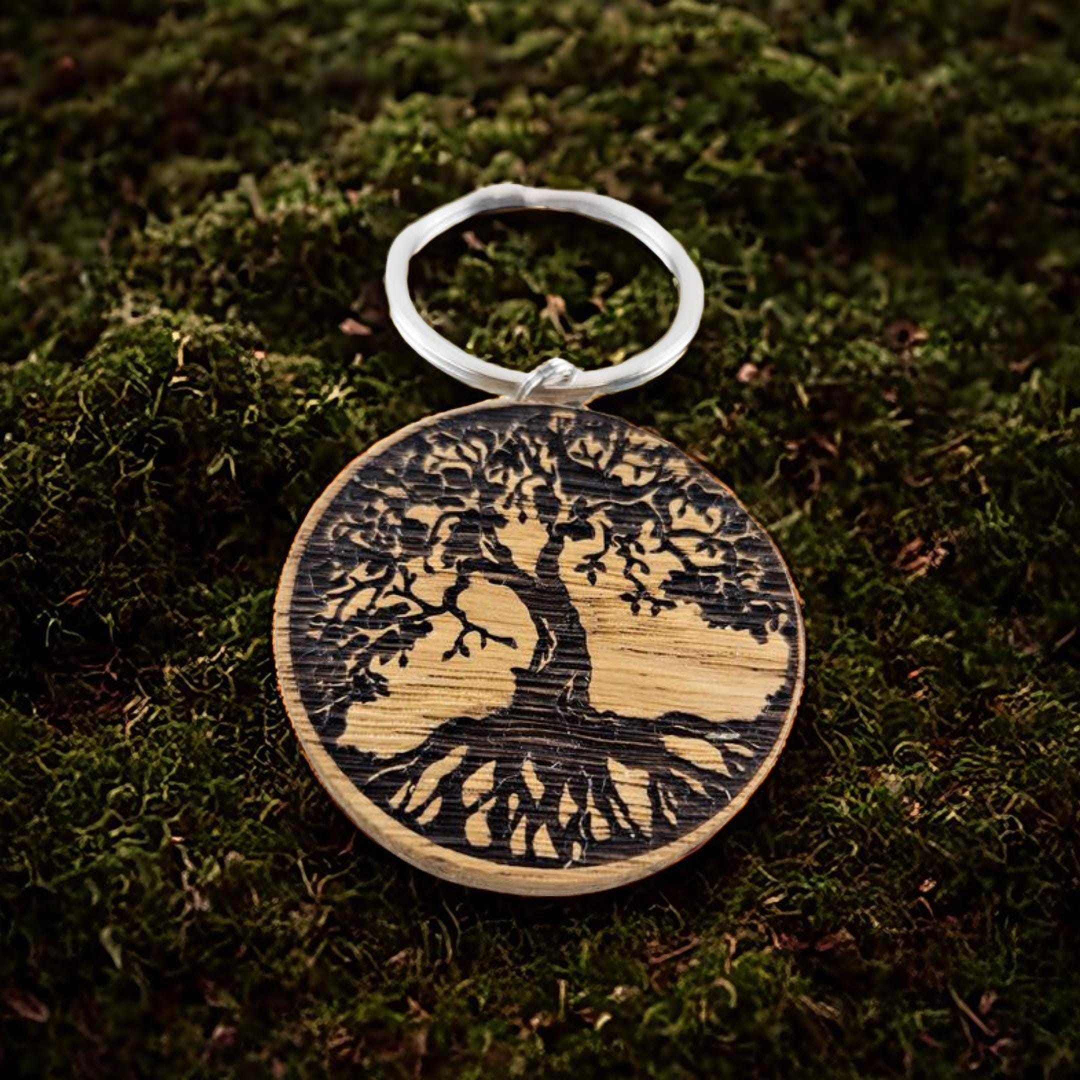 Tree Keyring Engraved Oak Tree of Life Keychain – Custom Nature Keepsake - Etsy