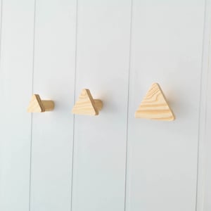Wood wall triangle hangers, pine wood hooks, modern coat rack, curved plywood hook, modern wood hanger, decorative hooks for clothes.