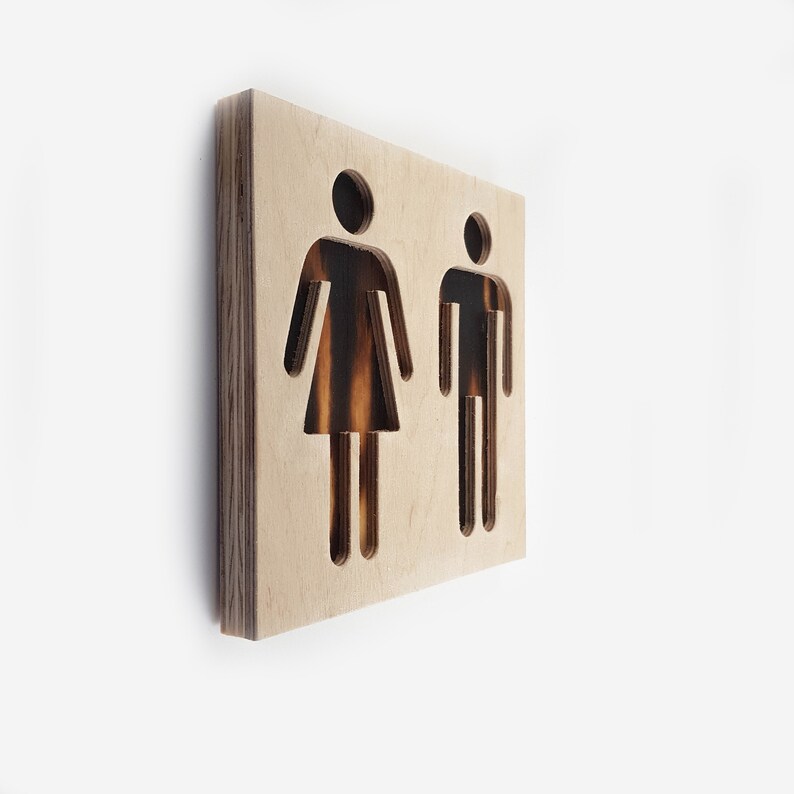 Wc Sign Classy Elegant Unisex Bathroom Door Sign, Modern Wooden WC Plaque, Restroom ...