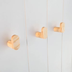 Wood wall hook, pine plywood hanger, modern coat rack, bag hooks for wall, hat rack, decorative hooks for clothes.