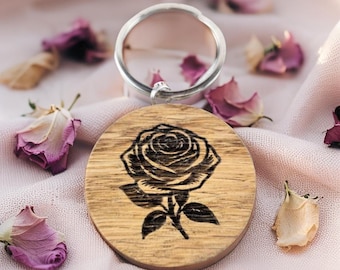 Tranbath Portachiavi personalizzato da donna con design floreale e alpaca, regalo per la fidanzata, regalo di compleanno per la mamma, buona amica, portachiavi da donna, argento, S