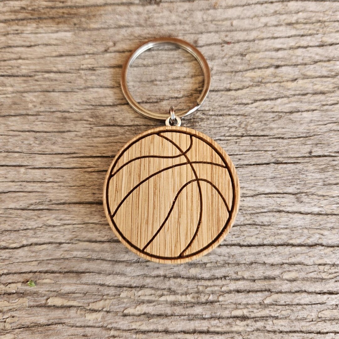 Engraved Oak Basketball Keychain – Personalized Sports Gift for Players ...