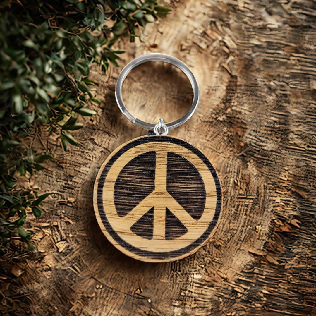 Engraved Oak Peace Sign Keychain – Personalized Wooden Keyring - Etsy
