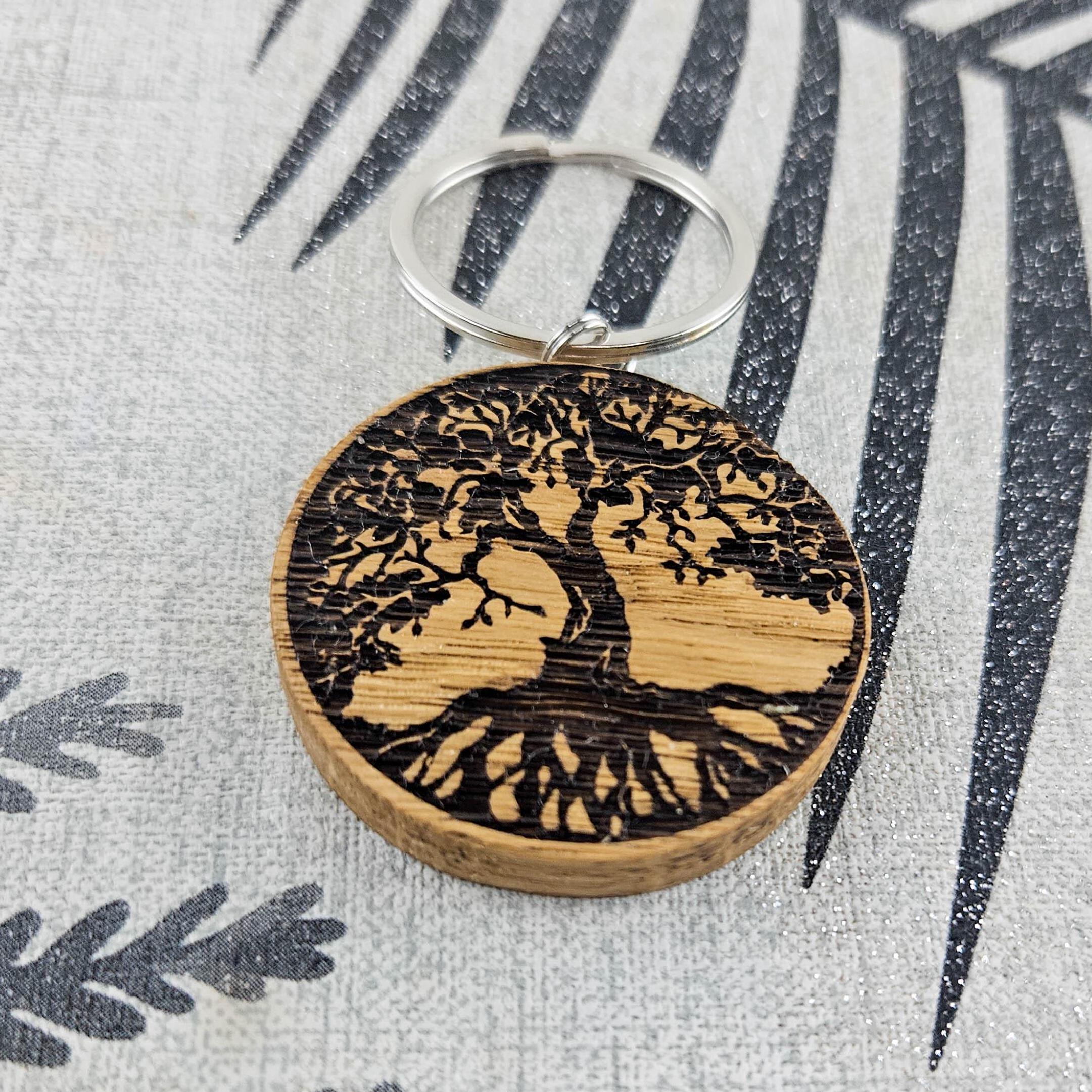 Tree Keyring Engraved Oak Tree of Life Keychain – Custom Nature Keepsake - Etsy