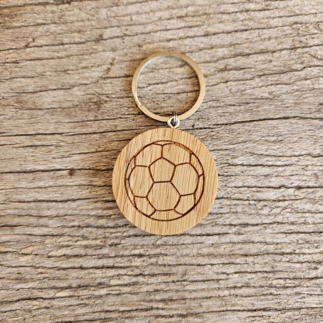Engraved Oak Soccer Keychain – Personalized Football Gift for Players ...