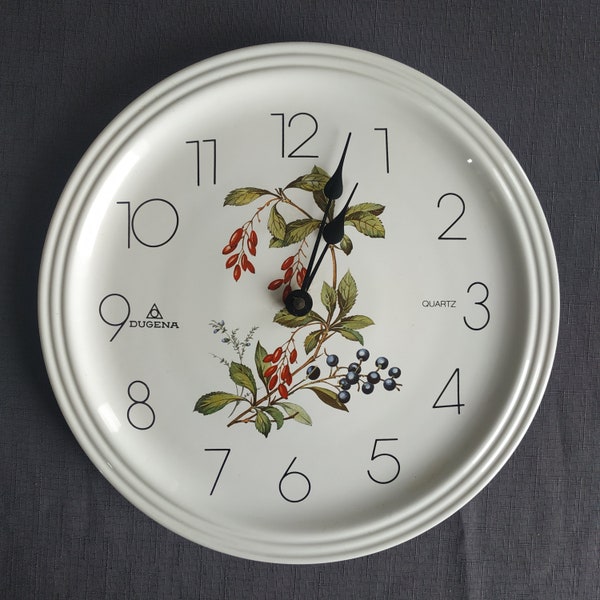 Dugena Horloge de cuisine / Horloge murale / Horloge murale en céramique horloge de cuisine / Horloge ronde murale en céramique italienne / HORLOGE MURALE EN CÉRAMIQUE