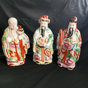 Chinese Shou God of Longevity (26 sm)Ceramic Statue Figurine.Chinese Porcelain Figurine of Shou Lao Immortal, Porcelain Figurine,Wise Men