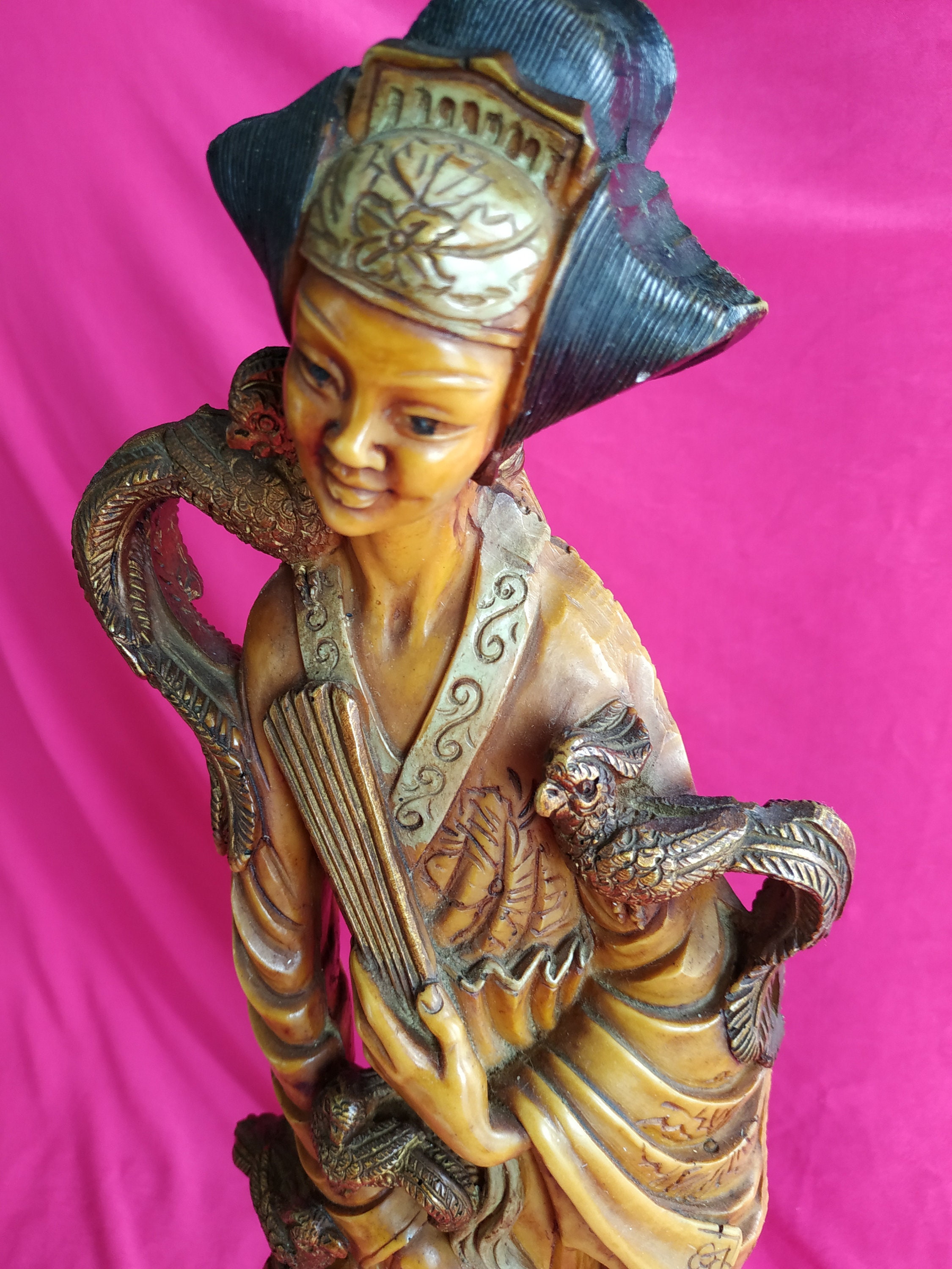 Vintage Oriental Japanese Resin Sculpture Figurines Etsy