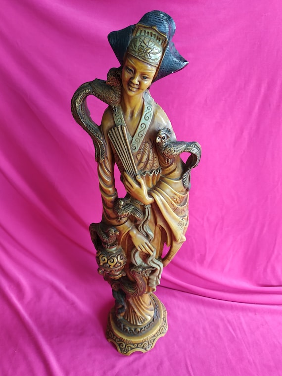 Vintage Oriental Japanese Resin Sculpture Figurines Etsy