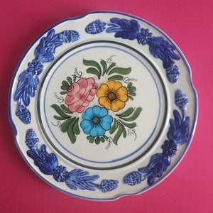 Vintage ceramic plate / Plate hand painted / Antique ceramic wall plate / Wall hanging decor/Talavera de la Reina, Spain